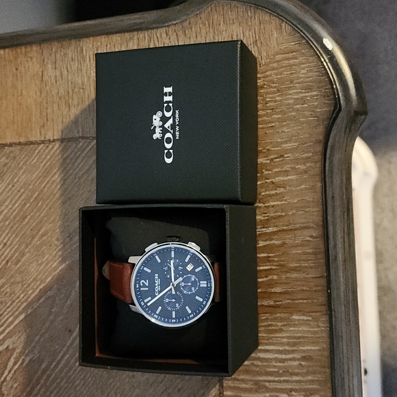 Coach Other - COACH Bleecker Chronograph Navy Blue Dial Leather Strap Watch